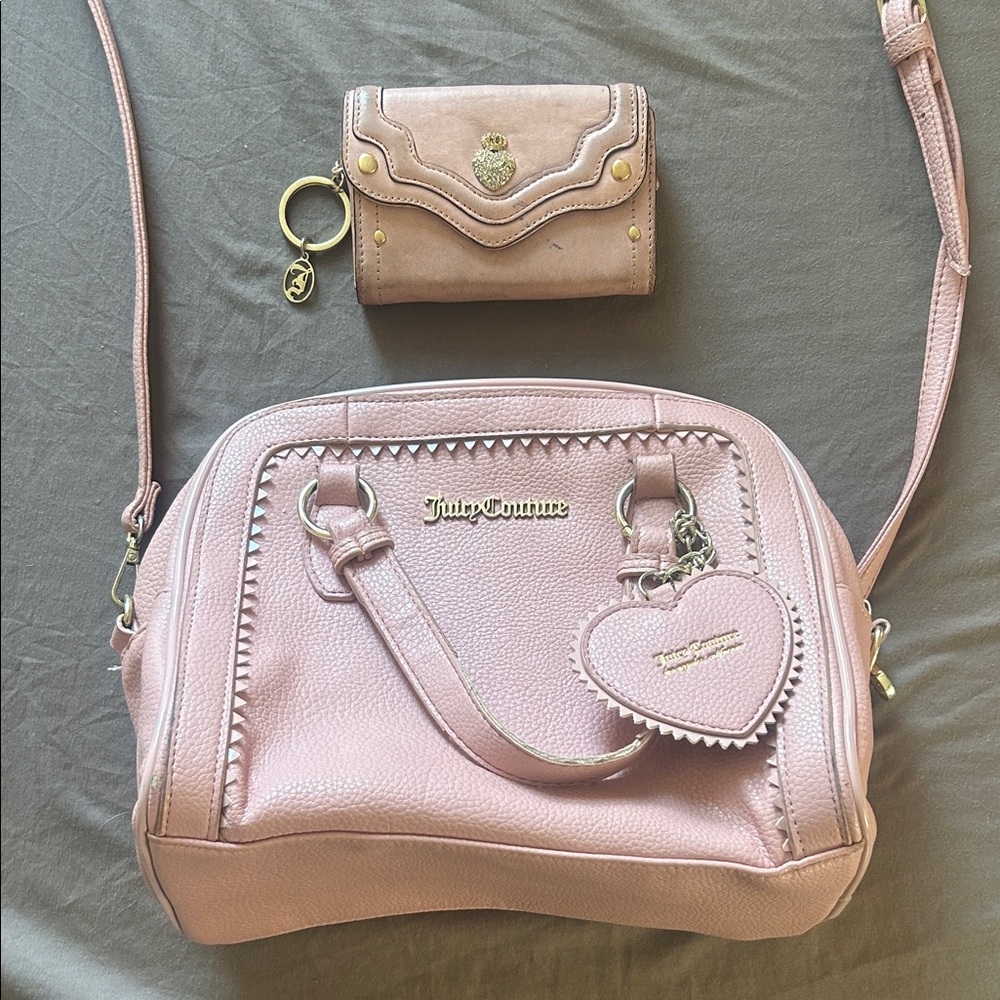 Used Juicy Couture Pink Handbag and Wallet Set